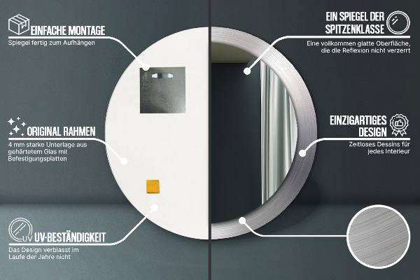 Specchio tondo stampato Acciaio lucido