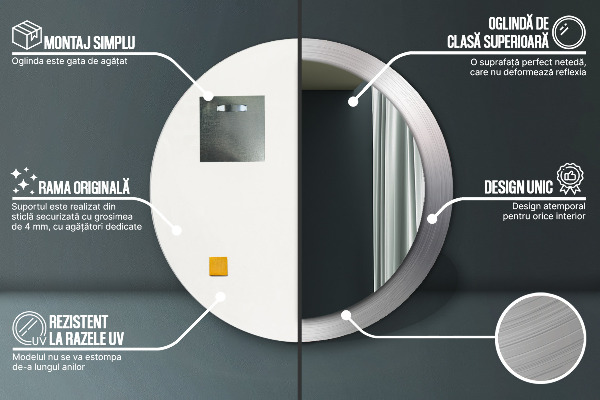 Specchio tondo stampato Acciaio lucido