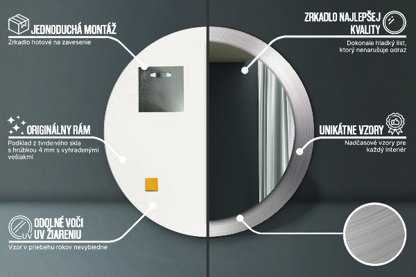 Specchio tondo stampato Acciaio lucido