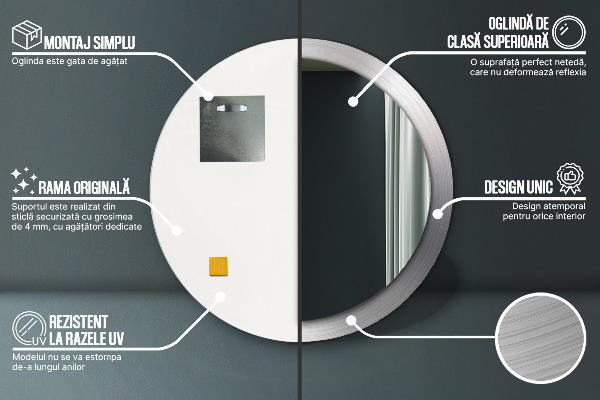 Specchio tondo stampato Acciaio lucido