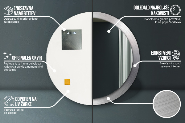 Specchio tondo stampato Acciaio lucido