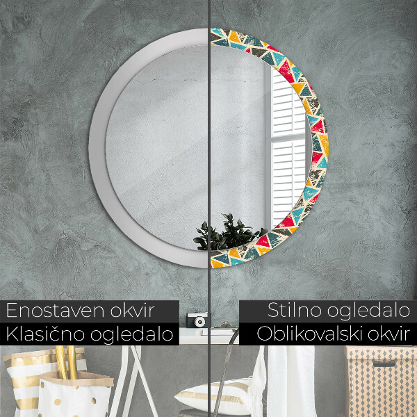 Specchio tondo stampato Composizione retrò