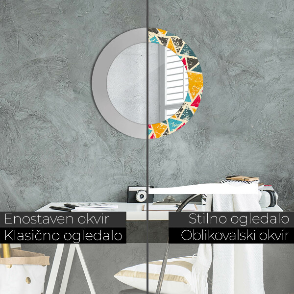 Specchio tondo stampato Composizione retrò