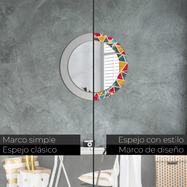 Specchio tondo stampato Composizione retrò