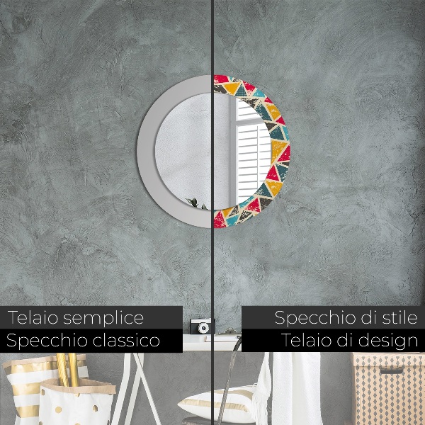 Specchio tondo stampato Composizione retrò