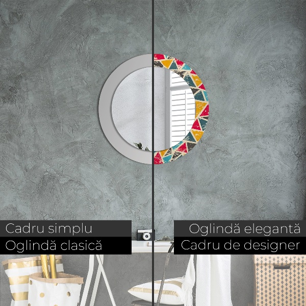 Specchio tondo stampato Composizione retrò