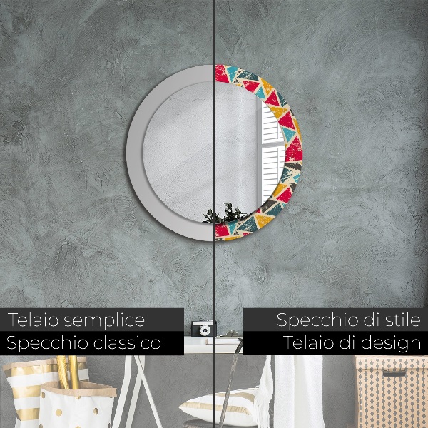 Specchio tondo stampato Composizione retrò