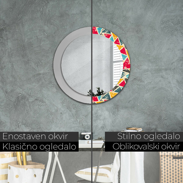 Specchio tondo stampato Composizione retrò