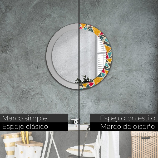 Specchio tondo stampato Composizione retrò
