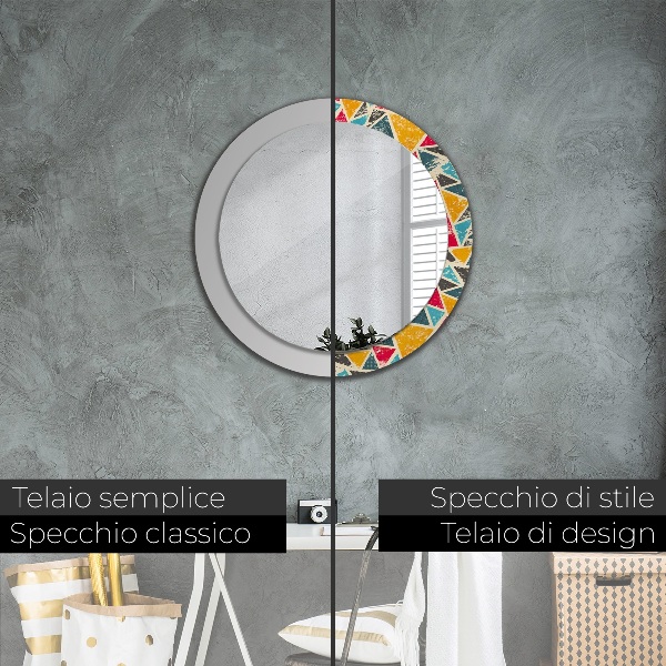 Specchio tondo stampato Composizione retrò