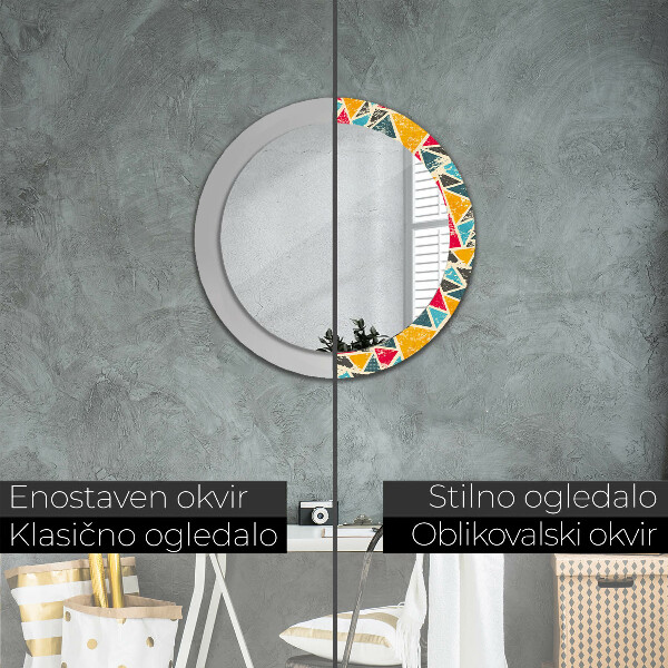 Specchio tondo stampato Composizione retrò