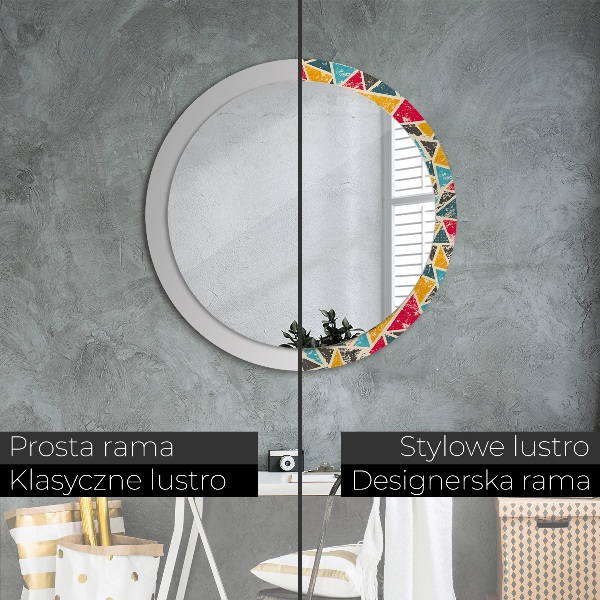 Specchio tondo stampato Composizione retrò