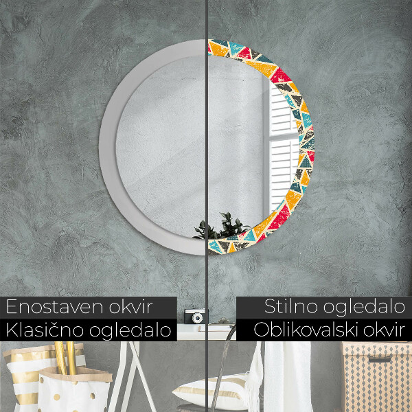 Specchio tondo stampato Composizione retrò