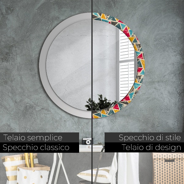 Specchio tondo stampato Composizione retrò