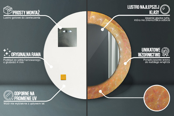 Specchio tondo stampato Astrazione a spirale