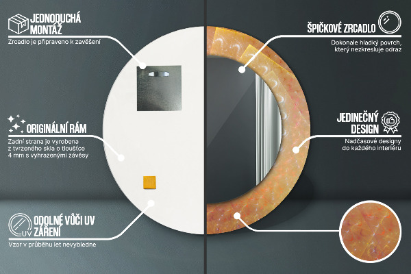 Specchio tondo stampato Astrazione a spirale