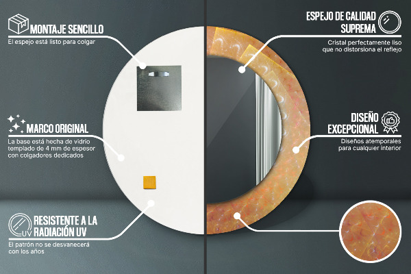 Specchio tondo stampato Astrazione a spirale
