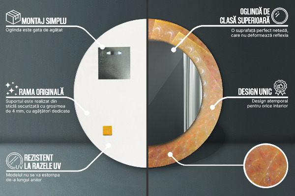 Specchio tondo stampato Astrazione a spirale