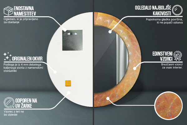 Specchio tondo stampato Astrazione a spirale