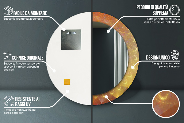 Specchio tondo stampato Astrazione a spirale