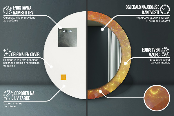 Specchio tondo stampato Astrazione a spirale