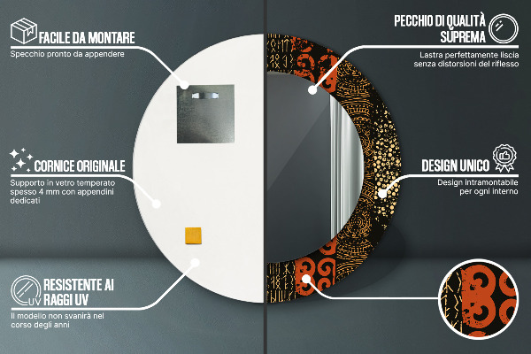 Specchio tondo stampato Grunge Pattern astratto