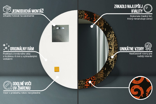 Specchio tondo stampato Grunge Pattern astratto