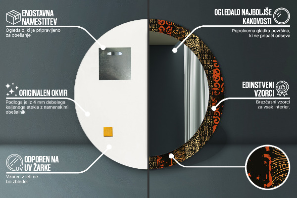 Specchio tondo stampato Grunge Pattern astratto