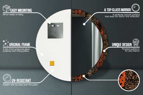 Specchio tondo stampato Grunge Pattern astratto