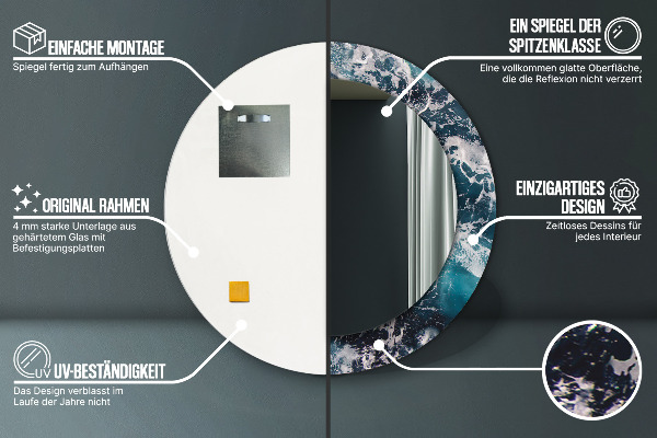 Specchio tondo stampato Mare tempestoso