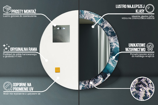 Specchio tondo stampato Mare tempestoso