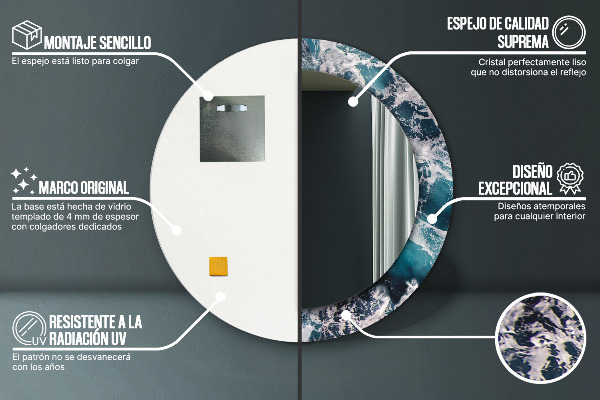 Specchio tondo stampato Mare tempestoso