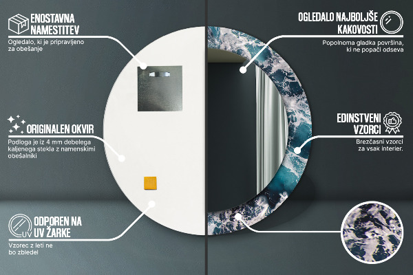 Specchio tondo stampato Mare tempestoso