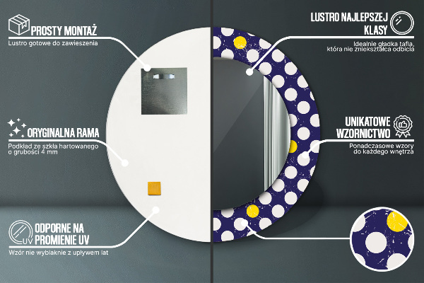 Specchio tondo stampato Punti retrò