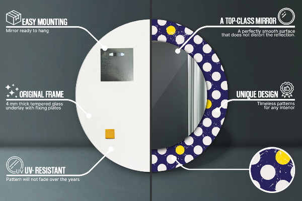Specchio tondo stampato Punti retrò