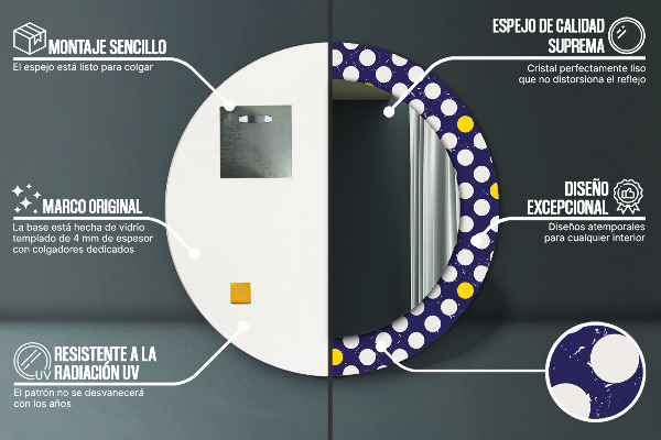 Specchio tondo stampato Punti retrò