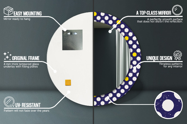 Specchio tondo stampato Punti retrò