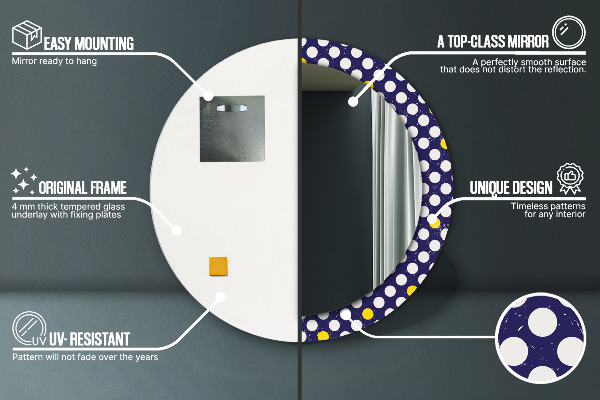 Specchio tondo stampato Punti retrò