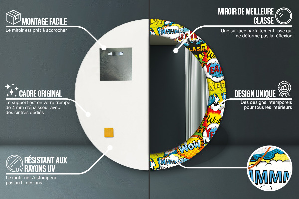 Specchio tondo stampato Modello di stile comico