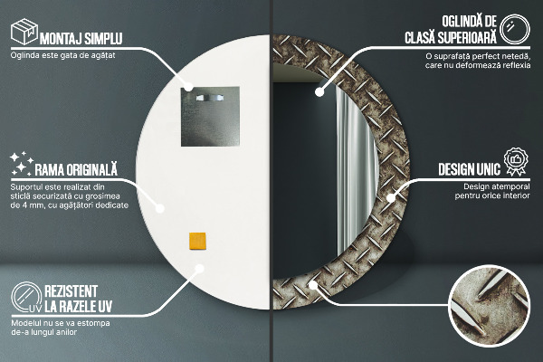 Specchio tondo stampato Texture in acciaio