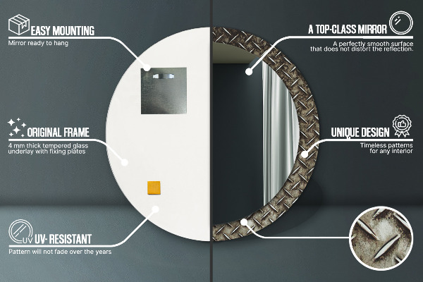 Specchio tondo stampato Texture in acciaio