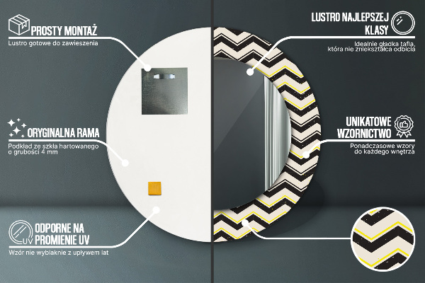 Specchio tondo stampato Pattern a zigzag