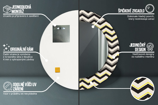 Specchio tondo stampato Pattern a zigzag
