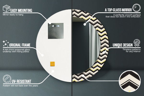 Specchio tondo stampato Pattern a zigzag