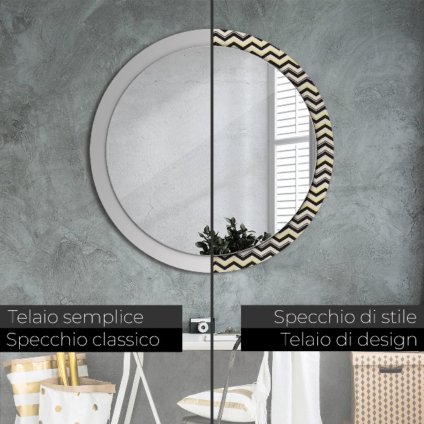 Specchio tondo stampato Pattern a zigzag
