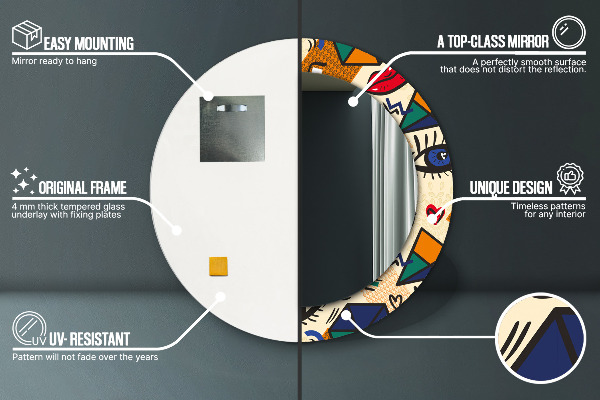 Specchio tondo stampato Stile pop art