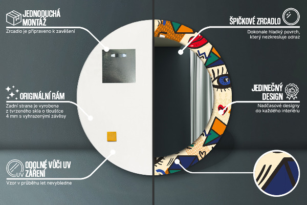 Specchio tondo stampato Stile pop art