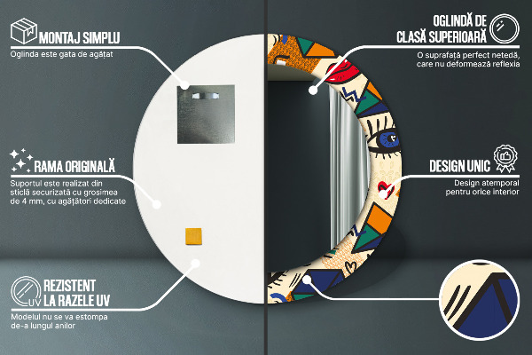 Specchio tondo stampato Stile pop art