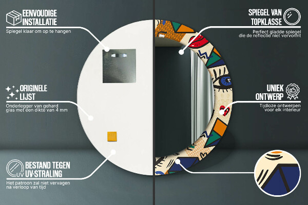 Specchio tondo stampato Stile pop art