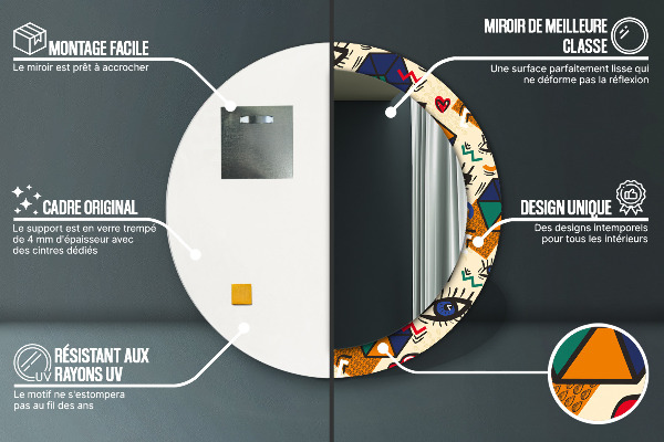 Specchio tondo stampato Stile pop art